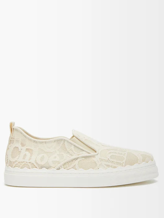 Chloé's-  lace-covered leather trainers