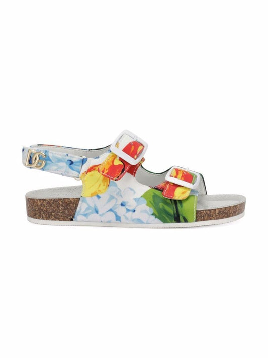 Dolce & Gabbana Kids - Floral-Print Double-Buckle Sandals
