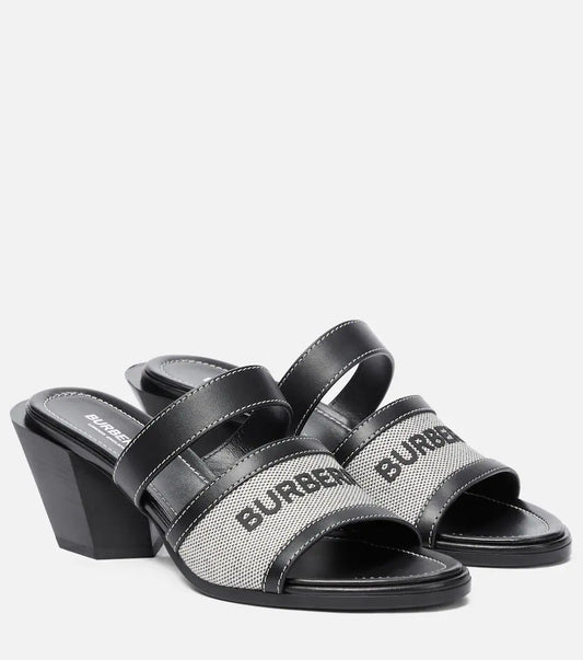 BURBERRY- Canvas and leather sandals