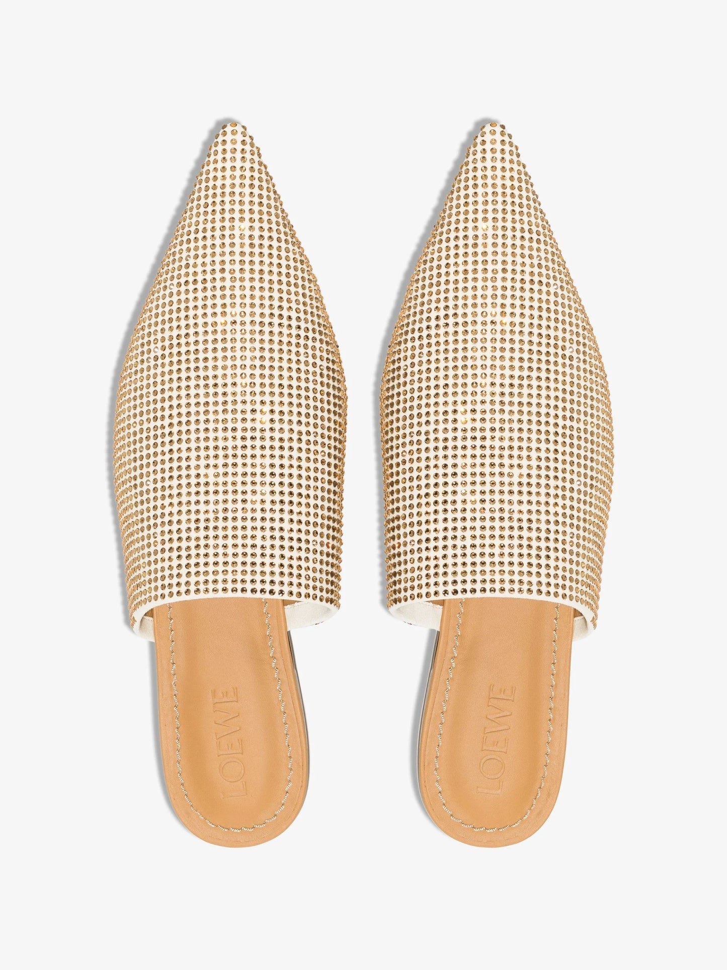 LOEWE - Neutral Crystal Leather Mules