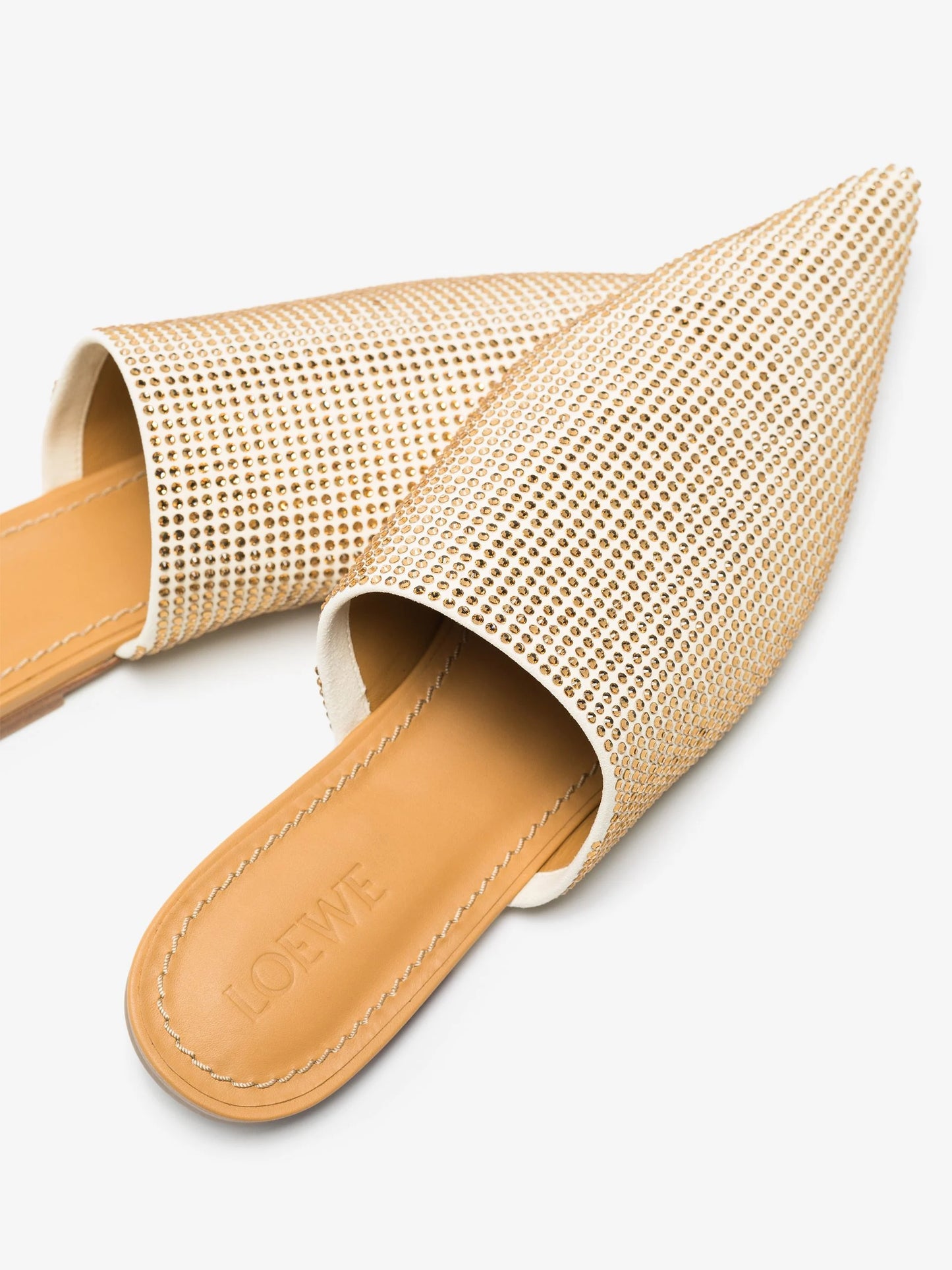 LOEWE - Neutral Crystal Leather Mules